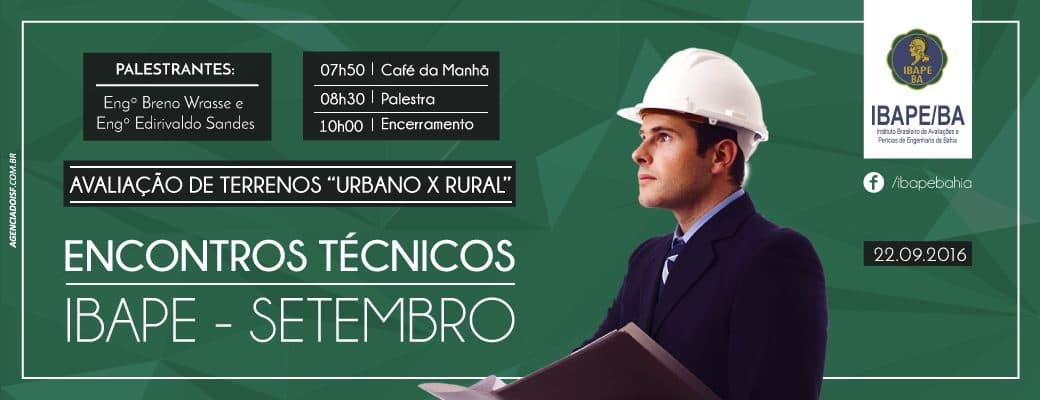 III EDIÇÃO DE ENCONTRO TÉCNICO VAI ABORDAR A AVALIAÇÃO DE TERRENOS URBANOS E RURAIS
